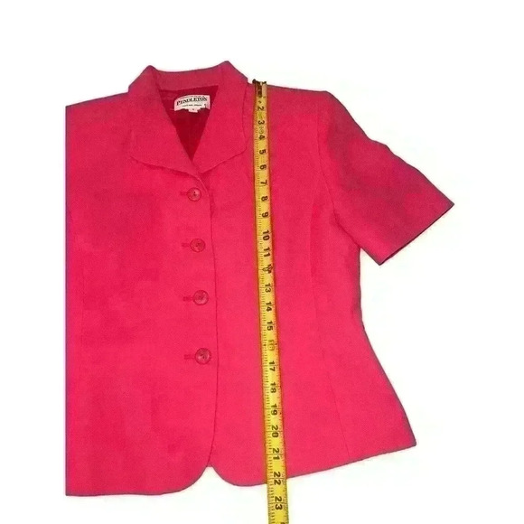 VINTAGE PENDLETON Wool MADE IN USA Jacket Blazer Pink Preppy Short Sleeves Sz 4 - Picture 4 of 7